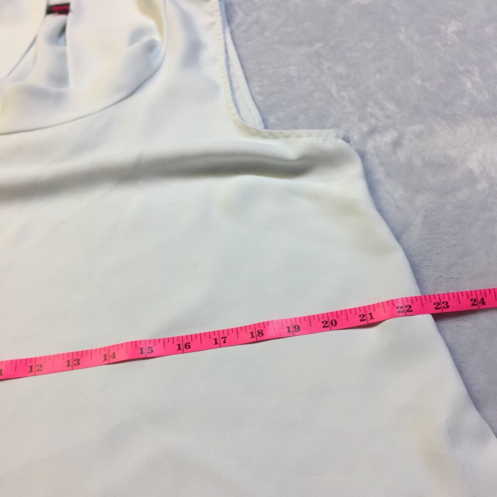 Vince Camuto Blouse Top Size L Womans Light Blue Sleeveless Cowl Neck Chiffon - Picture 11 of 12